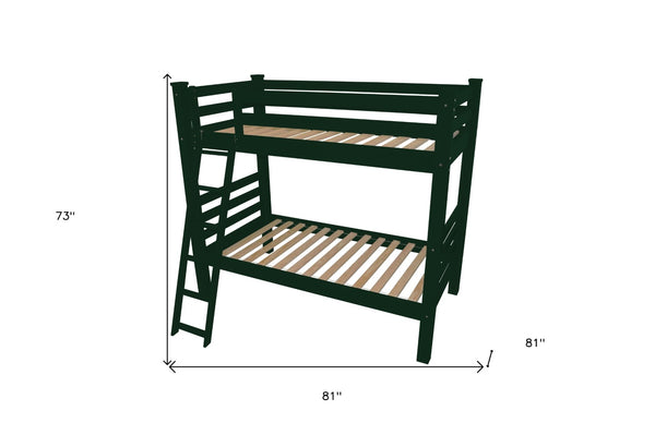 HomeRoots Green Full Traditional Solid Wood Bunk Bed – Stylish, Durable, Space-Saving Design for Families! 548214