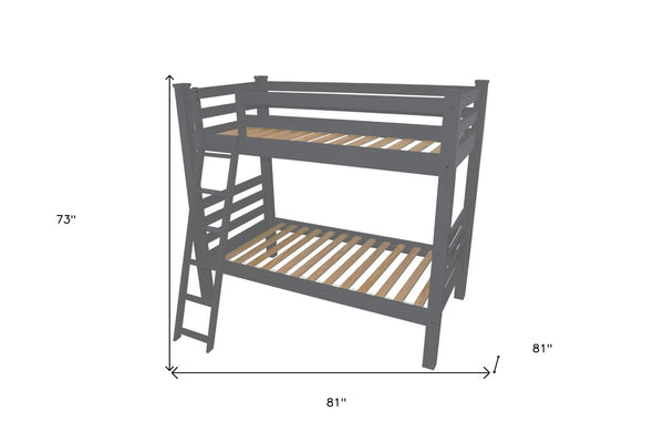 HomeRoots Gray Full Traditional Solid Wood Bunk Bed - Space-Saving, Durable Design with Safety Features & Style 548215