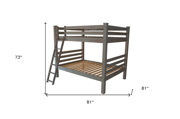 HomeRoots Gray Full Over Full Solid Wood Bunk Bed – Stylish, Space-Saving Design with Sturdy Construction & Safety Features 548216