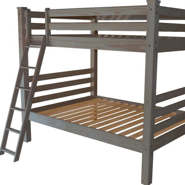 HomeRoots Gray Full Over Full Solid Wood Bunk Bed – Stylish, Space-Saving Design with Sturdy Construction & Safety Features 548216
