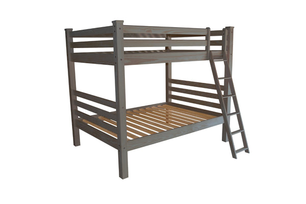 HomeRoots Gray Full Over Full Solid Wood Bunk Bed – Stylish, Space-Saving Design with Sturdy Construction & Safety Features 548216