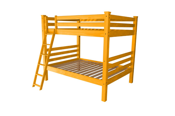 HomeRoots Yellow Full Over Full Solid Wood Bunk Bed - Cheerful Pine Design for Space-Saving Sleep Solutions! 548217