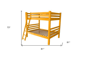 HomeRoots Yellow Full Over Full Solid Wood Bunk Bed - Cheerful Pine Design for Space-Saving Sleep Solutions! 548217