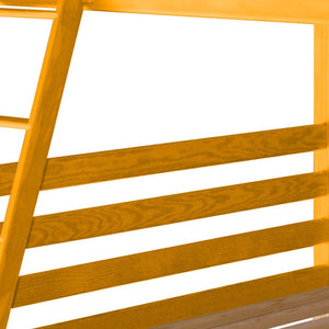 HomeRoots Yellow Full Over Full Solid Wood Bunk Bed - Cheerful Pine Design for Space-Saving Sleep Solutions! 548217