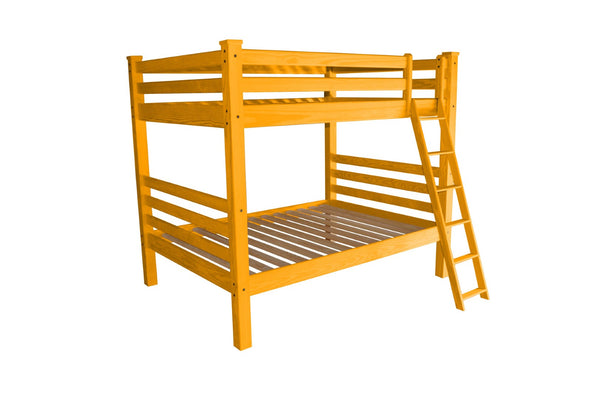 HomeRoots Yellow Full Over Full Solid Wood Bunk Bed - Cheerful Pine Design for Space-Saving Sleep Solutions! 548217