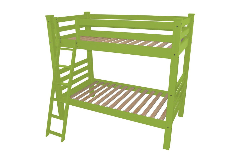 HomeRoots Green Solid Wood Kids Bunk Bed Sturdy Frame for Shared Bedroom Sleeping 548218