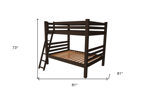 HomeRoots Brown Full Over Full Solid Wood Bunk Bed – Timeless Pine Design with Safety Features for Kids' Rooms 548219