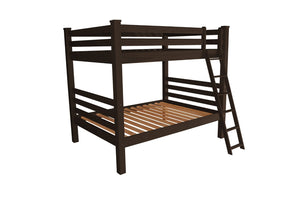 HomeRoots Brown Full Over Full Solid Wood Bunk Bed – Timeless Pine Design with Safety Features for Kids' Rooms 548219