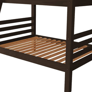 HomeRoots Brown Full Over Full Solid Wood Bunk Bed – Timeless Pine Design with Safety Features for Kids' Rooms 548219