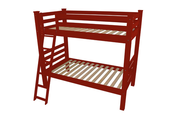 HomeRoots Red Solid Wood Bunk Bed – Stylish Space-Saving Design with Safety Features for Kids’ Rooms & Guests 548220