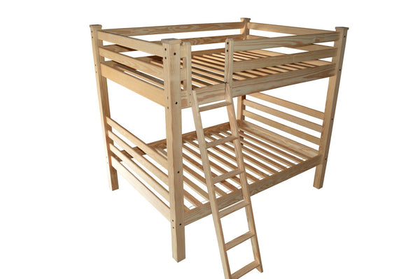 HomeRoots Natural Full Over Full Solid Wood Bunk Bed – Sturdy Pine Design with Safety Features & Timeless Charm 548221