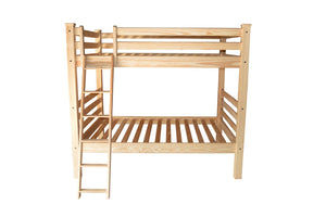 HomeRoots Natural Full Over Full Solid Wood Bunk Bed – Sturdy Pine Design with Safety Features & Timeless Charm 548221