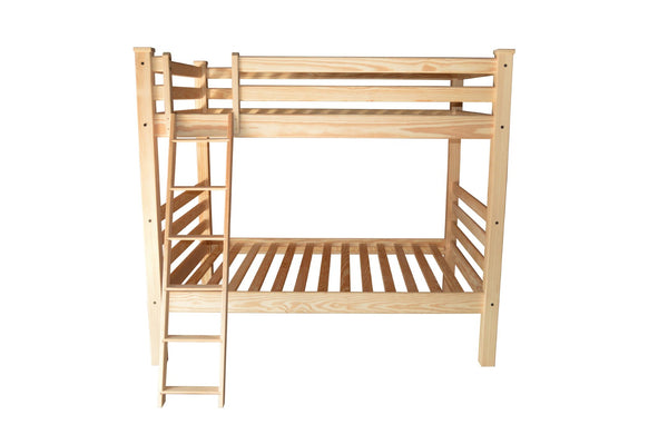 HomeRoots Natural Full Over Full Solid Wood Bunk Bed – Sturdy Pine Design with Safety Features & Timeless Charm 548221