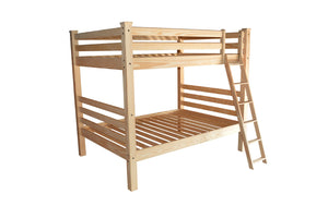 HomeRoots Natural Full Over Full Solid Wood Bunk Bed – Sturdy Pine Design with Safety Features & Timeless Charm 548221
