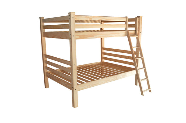 HomeRoots Natural Full Over Full Solid Wood Bunk Bed – Sturdy Pine Design with Safety Features & Timeless Charm 548221