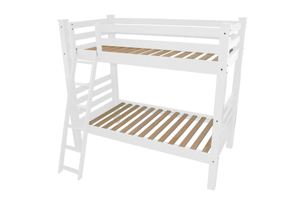 HomeRoots White Full Traditional Solid Wood Bunk Bed - Classic Design, Safe & Cozy Space-Saving Solution for Kids 548222