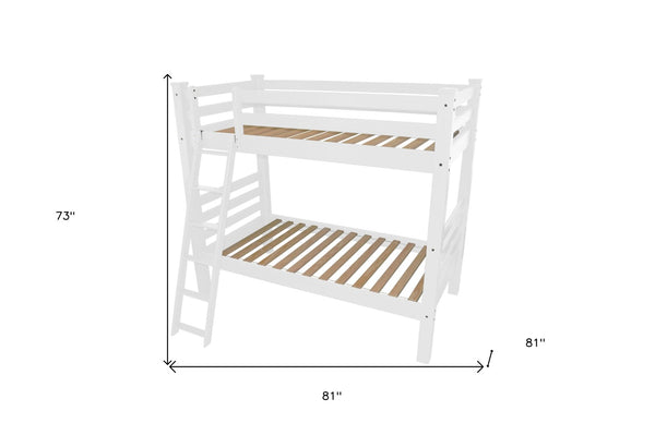HomeRoots White Full Traditional Solid Wood Bunk Bed - Classic Design, Safe & Cozy Space-Saving Solution for Kids 548222