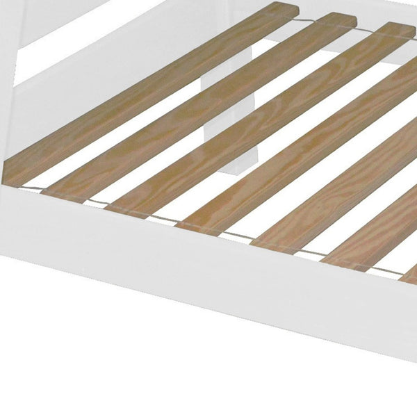 HomeRoots White Full Traditional Solid Wood Bunk Bed - Classic Design, Safe & Cozy Space-Saving Solution for Kids 548222