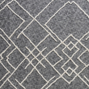 Homeroots Charcoal And Off White Geometric Twin Cotton Coverlet With Fringe  Cotton 548241