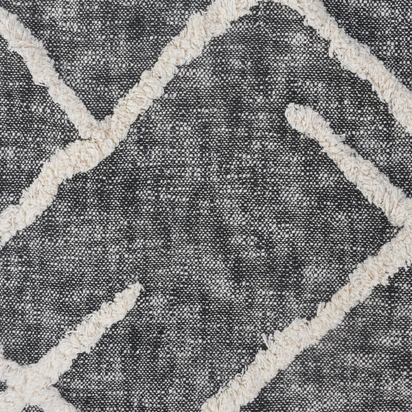 Homeroots Charcoal And Off White Geometric Twin Cotton Coverlet With Fringe  Cotton 548241