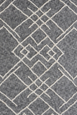 Homeroots Charcoal And Off White Geometric Twin Cotton Coverlet With Fringe  Cotton 548241