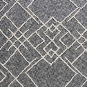 Homeroots Charcoal And Off White Geometric King Cotton Coverlet With Fringe  Cotton 548243