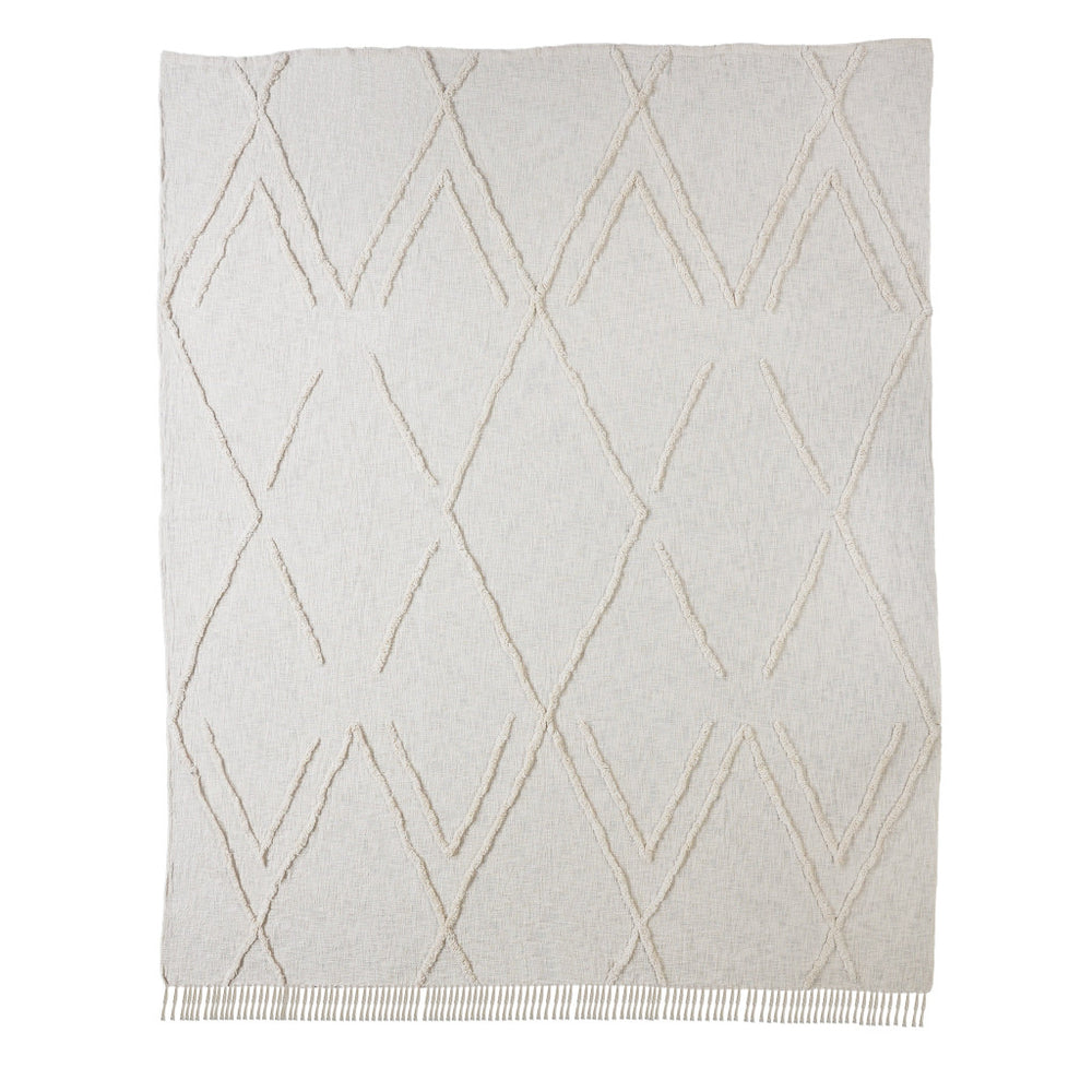 Homeroots Ivory Geometric Queen Cotton Coverlet  Cotton 548245