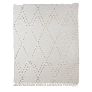 Homeroots Ivory Geometric King Cotton Coverlet With Fringe  Cotton 548246
