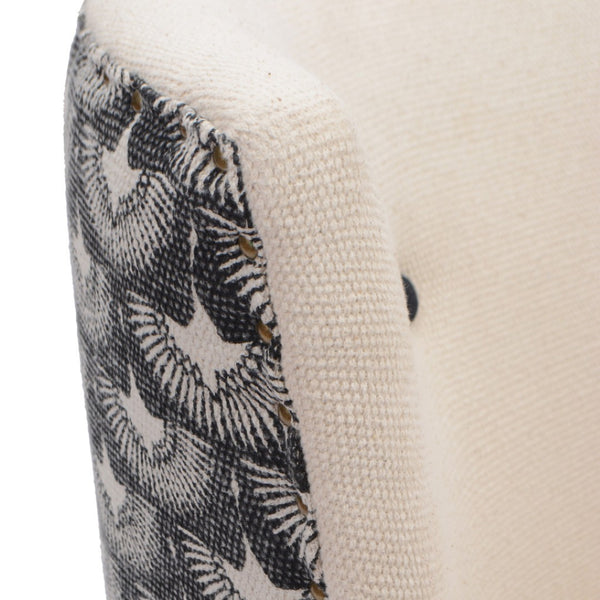 Homeroots 30" Cream Charcoal Wingback Chair - Geometric Tufted Design With Nailhead Trim For Modern Elegance   548247