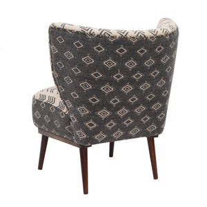 Homeroots 30" Modern Charcoal Cream Geometric Wingback Chair - Stylish Upholstered Accent With Nailhead Trim   548248
