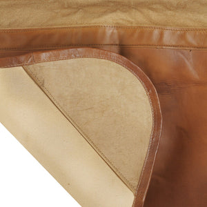 Homeroots 37" Brown Tan And Black Canvas & Leather Butterfly Chair - Stylish, Comfortable, And Durable Accent Piece   548249