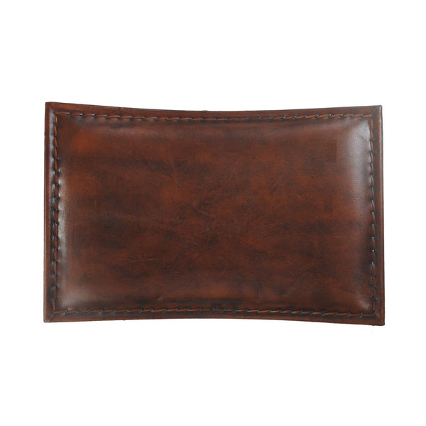 Homeroots 29" Brown And Black Leather Director's Chair - Stylish Rustic Metal Frame For Comfort & Durability   548250