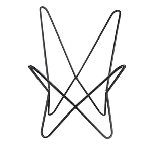 Homeroots 30" Blue And Brown Striped Butterfly Chair - Stylish Canvas & Leather Accent For Modern Decor   548252