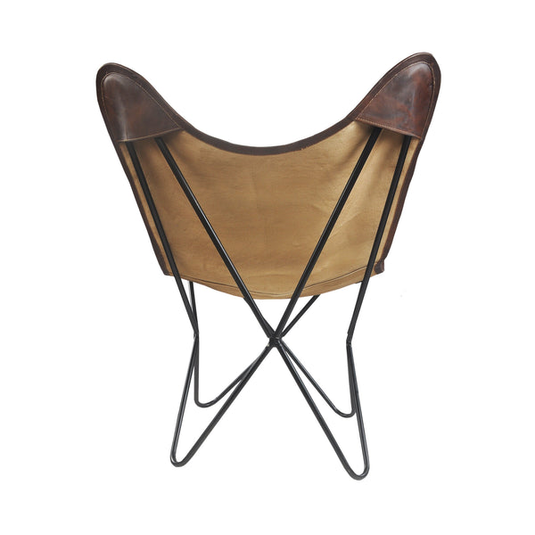 Homeroots 30" Blue Floral Butterfly Chair - Stylish Canvas Design With Soft Cushioning For Home Décor Comfort   548253