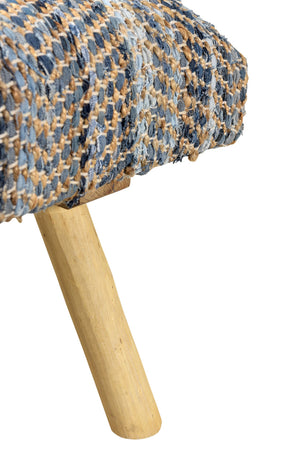 Homeroots 47" Stylish Beige Blue & Brown Striped Cotton Blend Upholstered Bench For Entryway & Hallway Use   548255