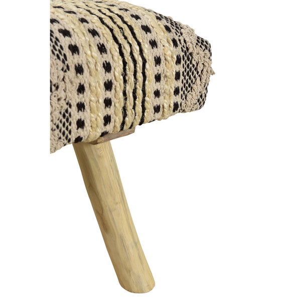 Homeroots 47" Stylish Black Cream Geometric Stripe Cotton Blend Upholstered Bench For Entryway Or Hallway   548256