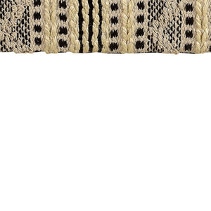 Homeroots 47" Stylish Black Cream Geometric Stripe Cotton Blend Upholstered Bench For Entryway Or Hallway   548256