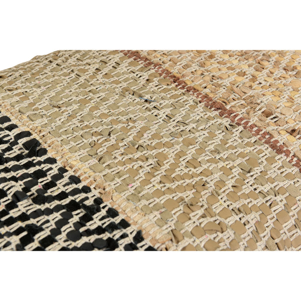 Homeroots 47" Brown And Natural Cotton And Wool Upholstered Striped Bench  Wood 548257