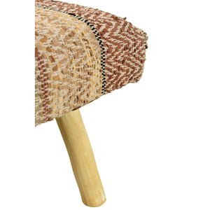 Homeroots 47" Brown And Natural Cotton And Wool Upholstered Striped Bench  Wood 548257