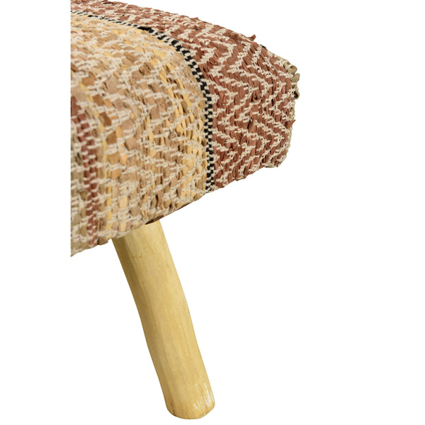 Homeroots 47" Brown And Natural Cotton And Wool Upholstered Striped Bench  Wood 548257