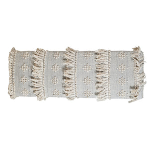 Homeroots 47" Stylish Gray Ivory Gold Geometric Cotton Upholstered Bench With Metal Frame For Versatile Use   548259