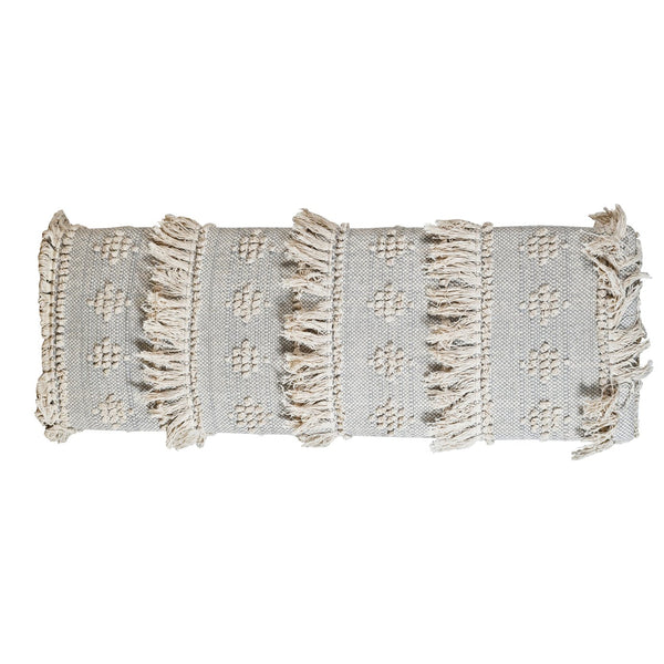 Homeroots 47" Stylish Gray Ivory Gold Geometric Cotton Upholstered Bench With Metal Frame For Versatile Use   548259