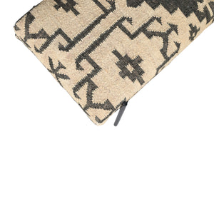 Homeroots 48" Cream And Black Cotton Blend Upholstered Southwest Bench  Metal 548264