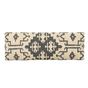 Homeroots 48" Cream And Black Cotton Blend Upholstered Southwest Bench  Metal 548264