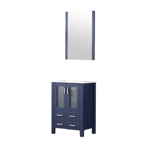 English Elm Navy Blue Bath Vanity Set With White Ceramic Top, Soft-Close Drawers, & Matching Mirror Included B2731S00721