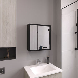 English Elm Duma Mirrored Medicine Cabinet 21.1" H x 19.7" W with Four Adjustable Shelves, Towel Rack & Easy Mounting Black 27.2 L x 24.9 W x 4.4 H B200P240245