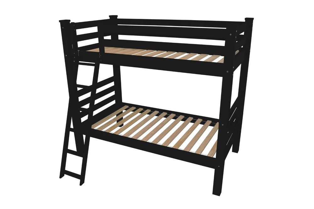 HomeRoots Black Queen Over Queen Bunk Bed - Elegant Solid Wood Design with Safety Features for Shared Spaces 548300