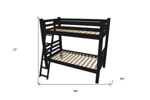 HomeRoots Black Queen Over Queen Bunk Bed - Elegant Solid Wood Design with Safety Features for Shared Spaces 548300