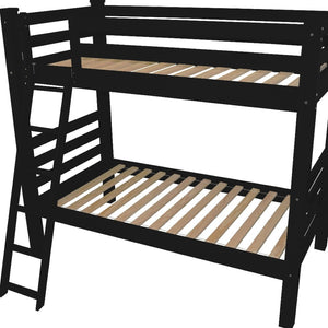 HomeRoots Black Queen Over Queen Bunk Bed - Elegant Solid Wood Design with Safety Features for Shared Spaces 548300