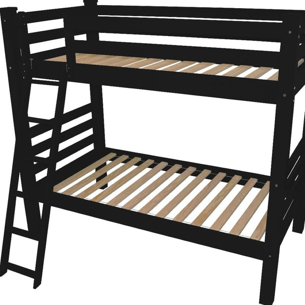 HomeRoots Black Queen Over Queen Bunk Bed - Elegant Solid Wood Design with Safety Features for Shared Spaces 548300